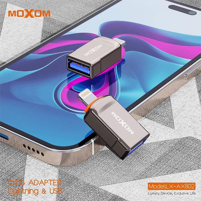 تبدیل او تی جی لایتنینگ آیفون موکسوم Moxom AX802 — تصویر ۲