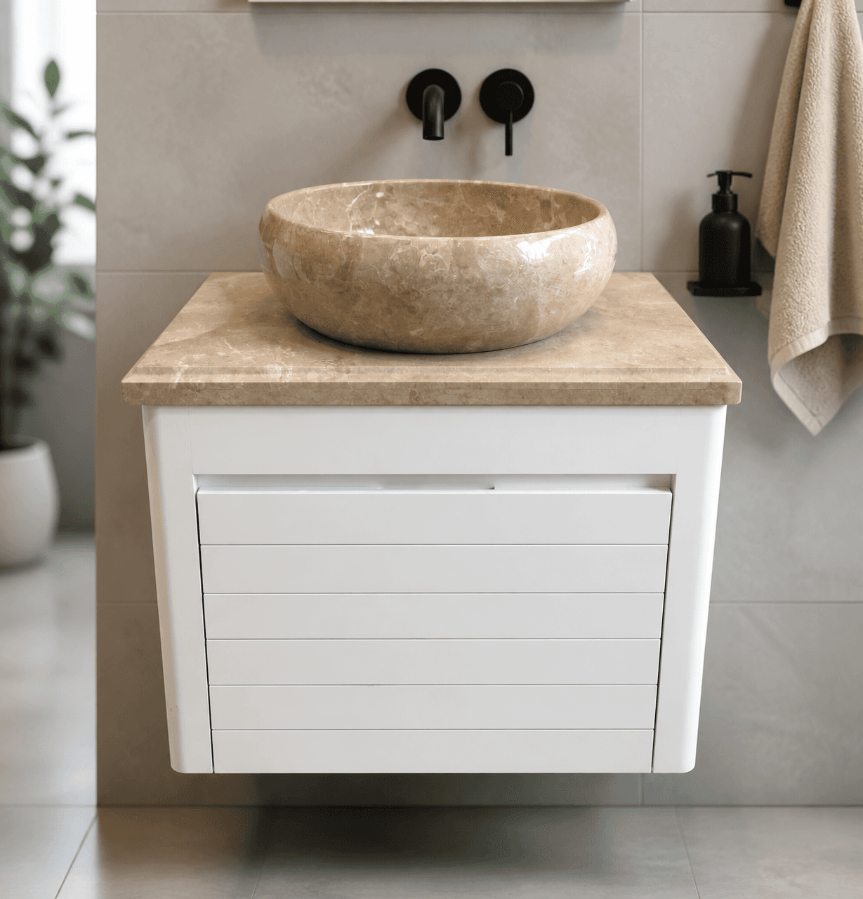 کابینت روشویی با سنگ طبیعی