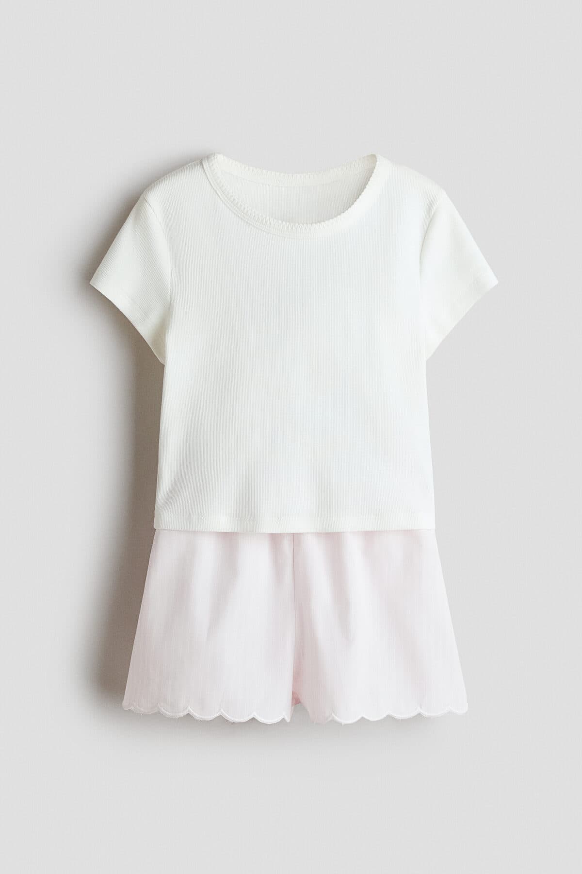 ست پیژامه و لباس خواب اچ اند ام دخترانه سفید راسته لباس خانگی | H&M 1345185 BD