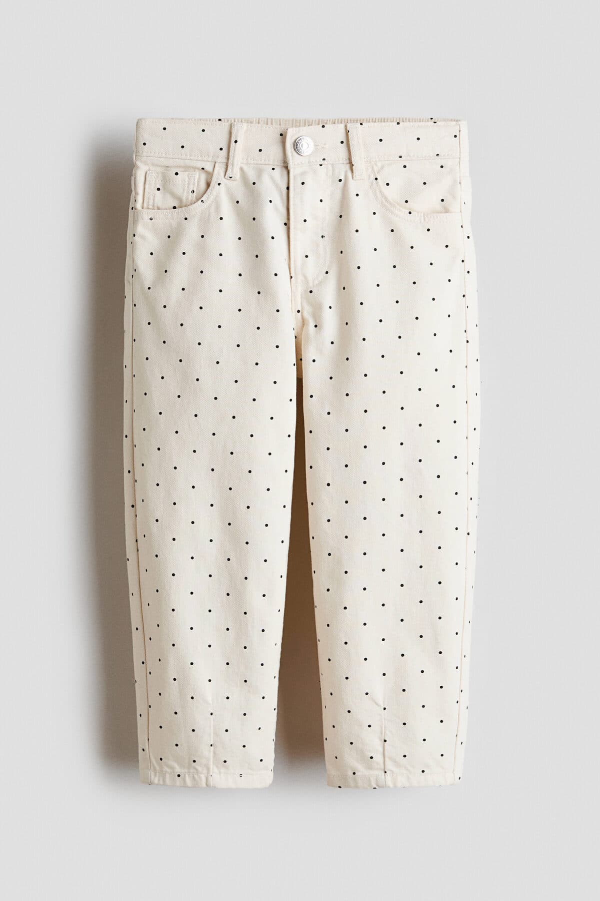 شلوار اچ اند ام دخترانه سفید خال خالی Barrel فاق نرمال Barrel | H&M 1356289 BD — تصویر ۳