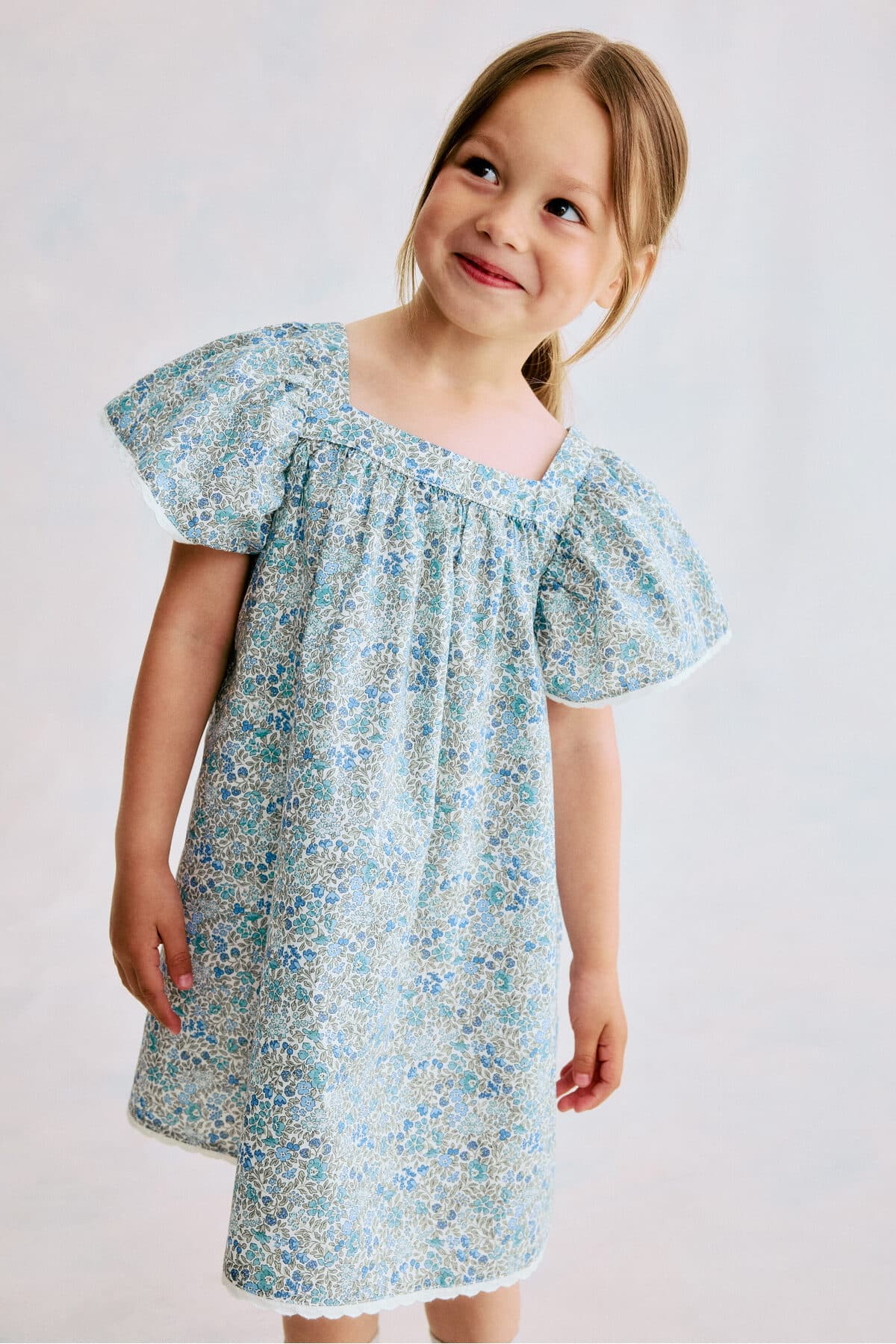 لباس اچ اند ام دخترانه فیروزه گلدار Regular/رگولار | H&M 1335616 CN — تصویر ۲