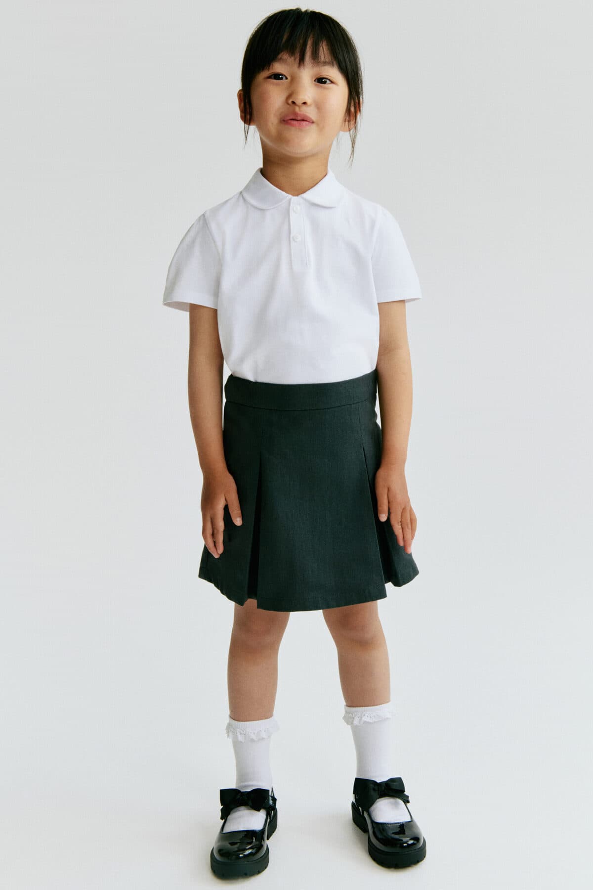 دامن اچ اند ام دخترانه پنبه ای خاکستری Regular/رگولار فاق نرمال بیسیک کژوال/روزمره | H&M 1167124 BD