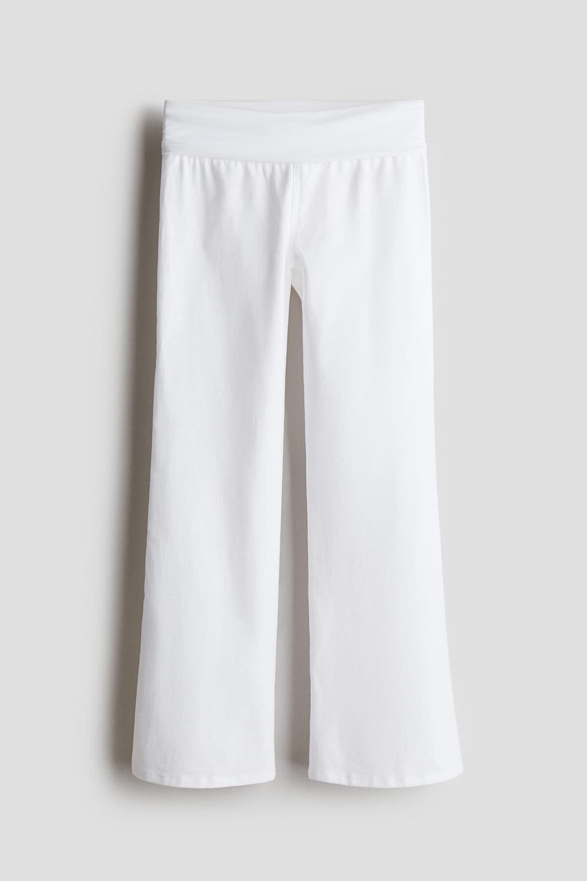شلوار اچ اند ام دخترانه مخلوط لینن سفید راسته فاق نرمال Wide Leg/ساق پهن کژوال/روزمره | H&M 1261386 CN