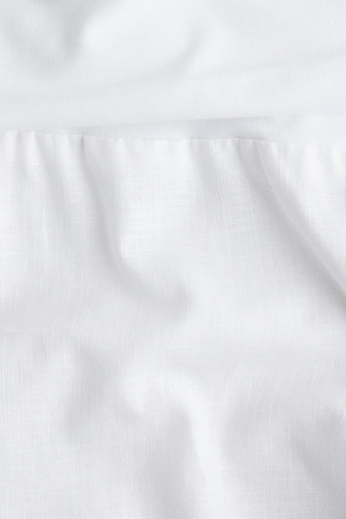 شلوار اچ اند ام دخترانه مخلوط لینن سفید راسته فاق نرمال Wide Leg/ساق پهن کژوال/روزمره | H&M 1261386 CN — تصویر ۲