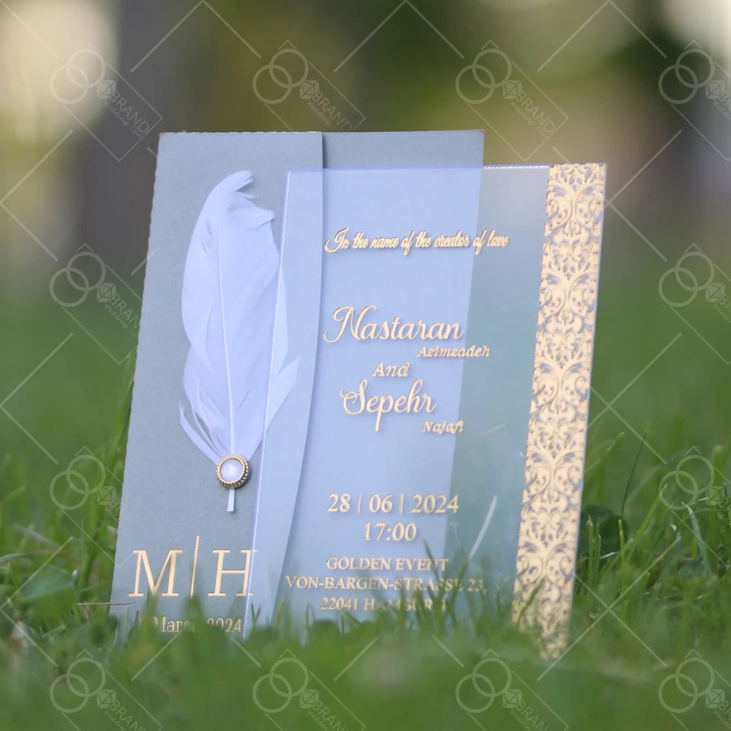 کارت عروسی پلکسی (شیشه ای) مدل Oston — تصویر ۳