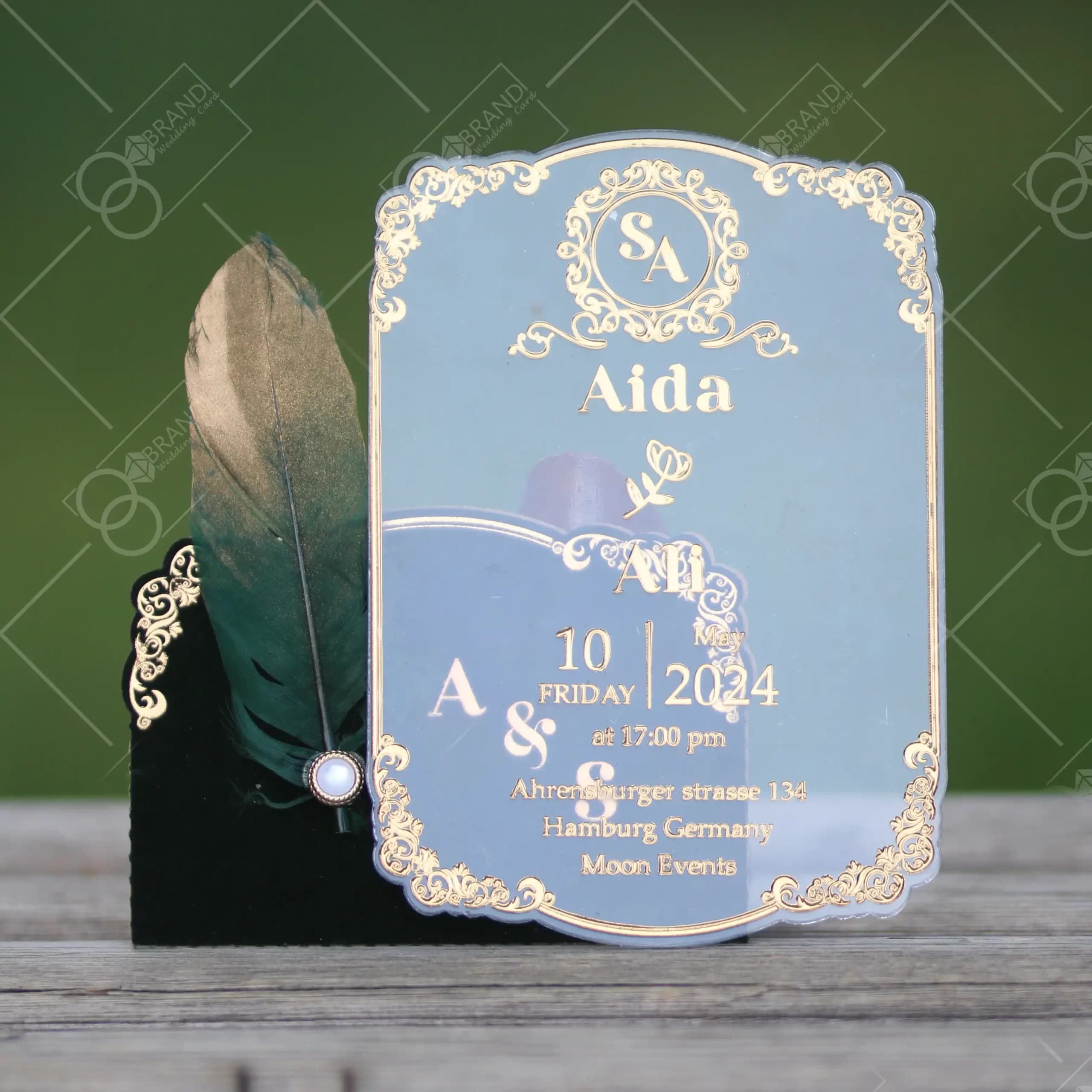 کارت عروسی جیر مخملی و پلکسی مدل Aida — تصویر ۲