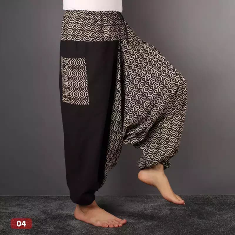 شلوار تبتی با زمینه مشکی و دمپای کشی — تصویر ۵