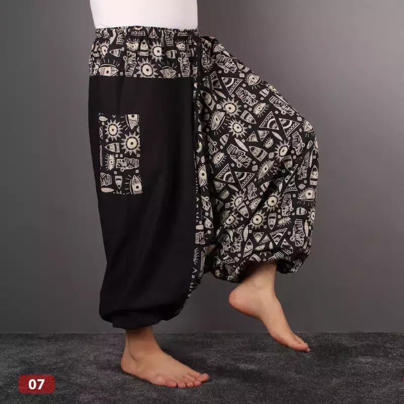 شلوار تبتی با زمینه مشکی و دمپای کشی — تصویر ۸