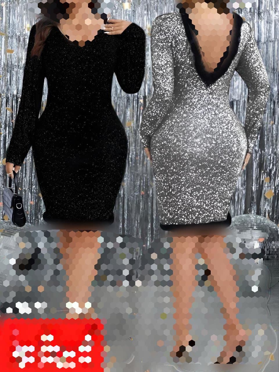 پیراهن مجلسی پشت خزدار پاییزه زنانه
