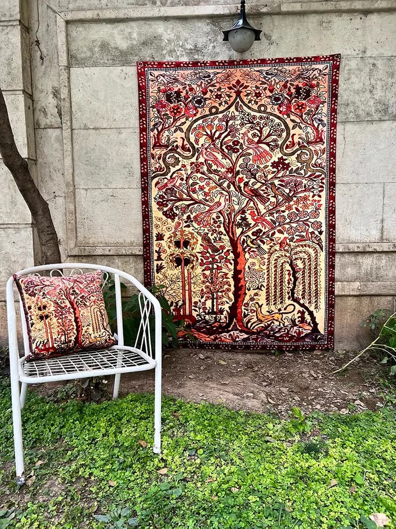 بکدراپ مخمل طرح درخت زندگی کد 4049 — تصویر ۲