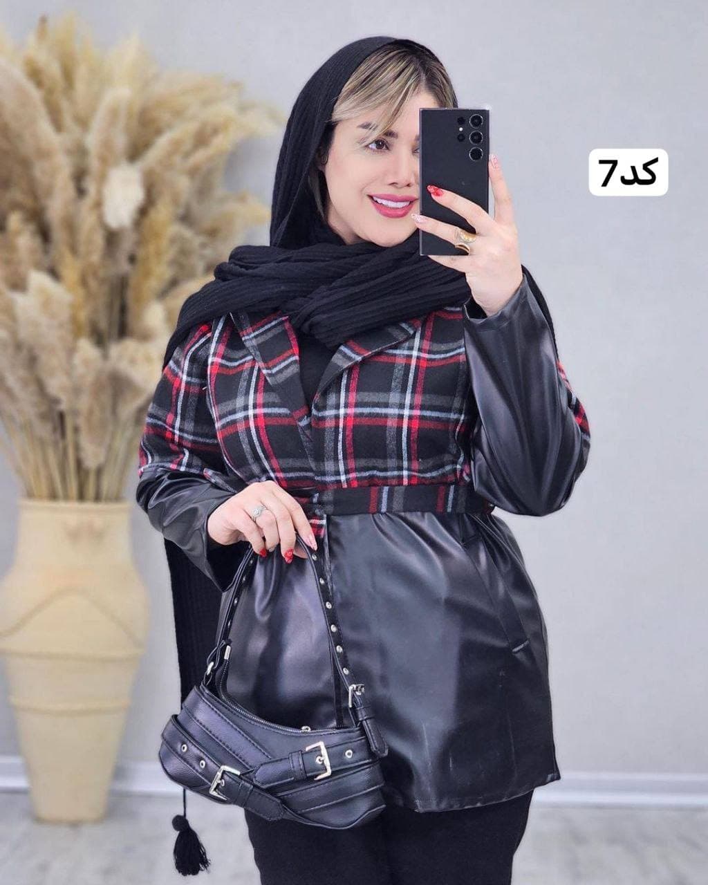 مانتو پاییزه چهارخونه پشمی زنانه — تصویر ۶