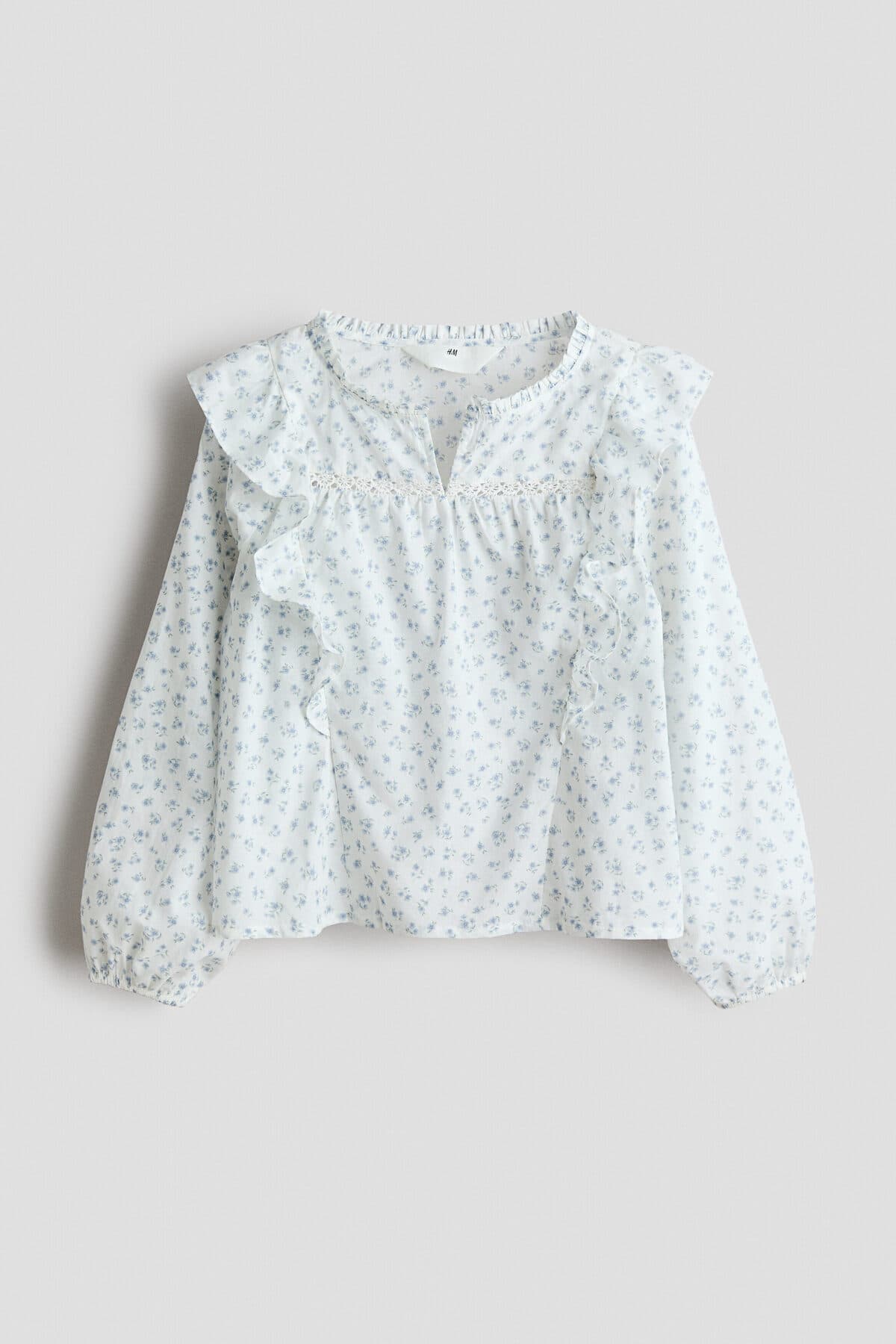 بلوز اچ اند ام دخترانه پنبه ای سفید زرهی Regular/رگولار | H&M 1312144 IN