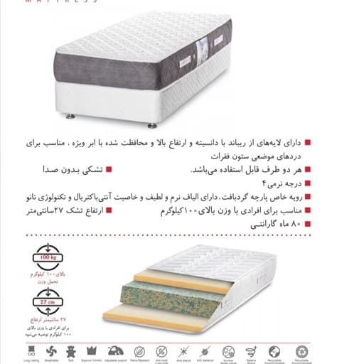 تشک تن آسای مدل سوپر مدیکال دو نفره سایز 180×200