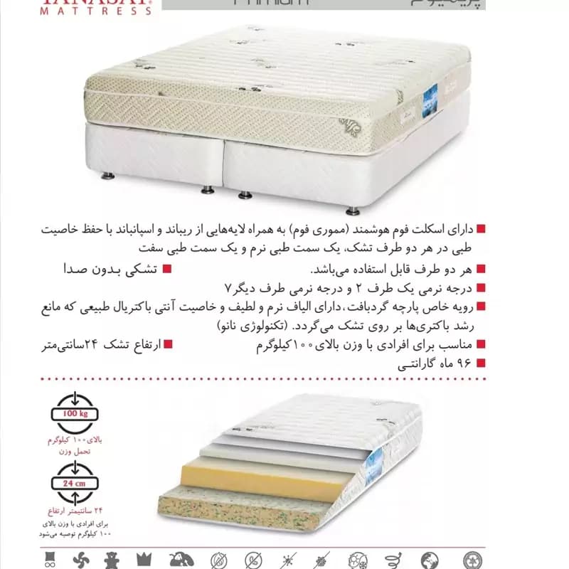 تشک تن آسای مدل آمستریس دونفره سایز 160×200