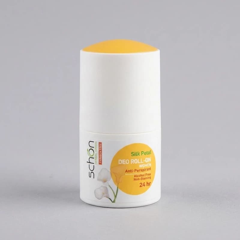 مام رول ضد تعریق زنانه شون مدل سیلک پتال Silk Petal، با رایحه سیب سبز و مرکبات تازه، ماندگاری 24 ساعت 50 میل