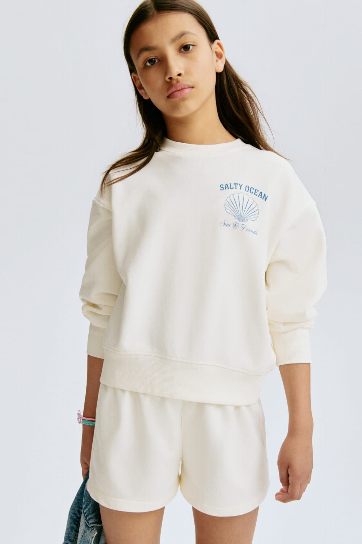 سویشرت اچ اند ام دخترانه سفید | H&M 1345142 BD
