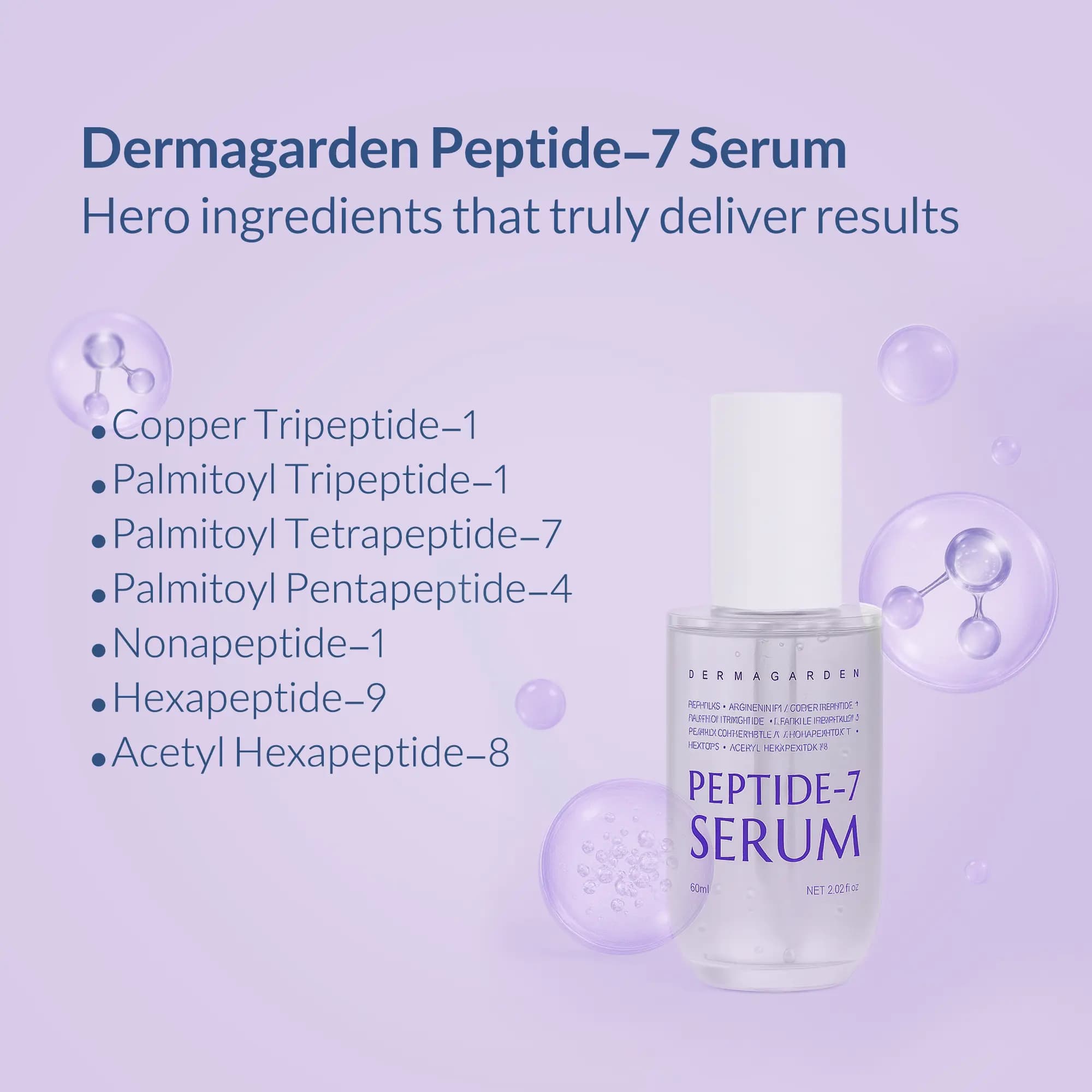 سرم قوام دهنده پوست درماگاردن مدل Peptide-7 حجم 60 میلی لیتر — تصویر ۳