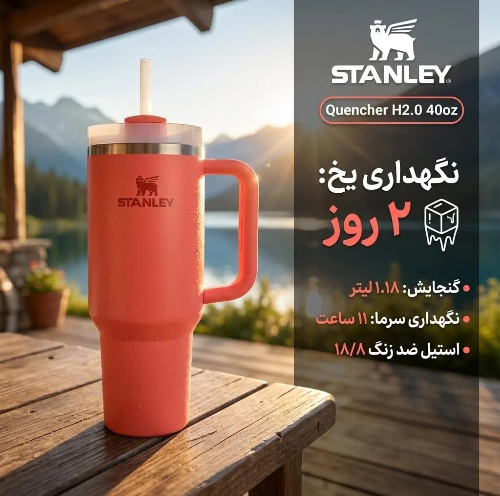 ماگ استنلی مدل Quencher Tumbler H2.0 کد 40oz گنجایش 1.18 لیتر — تصویر ۳
