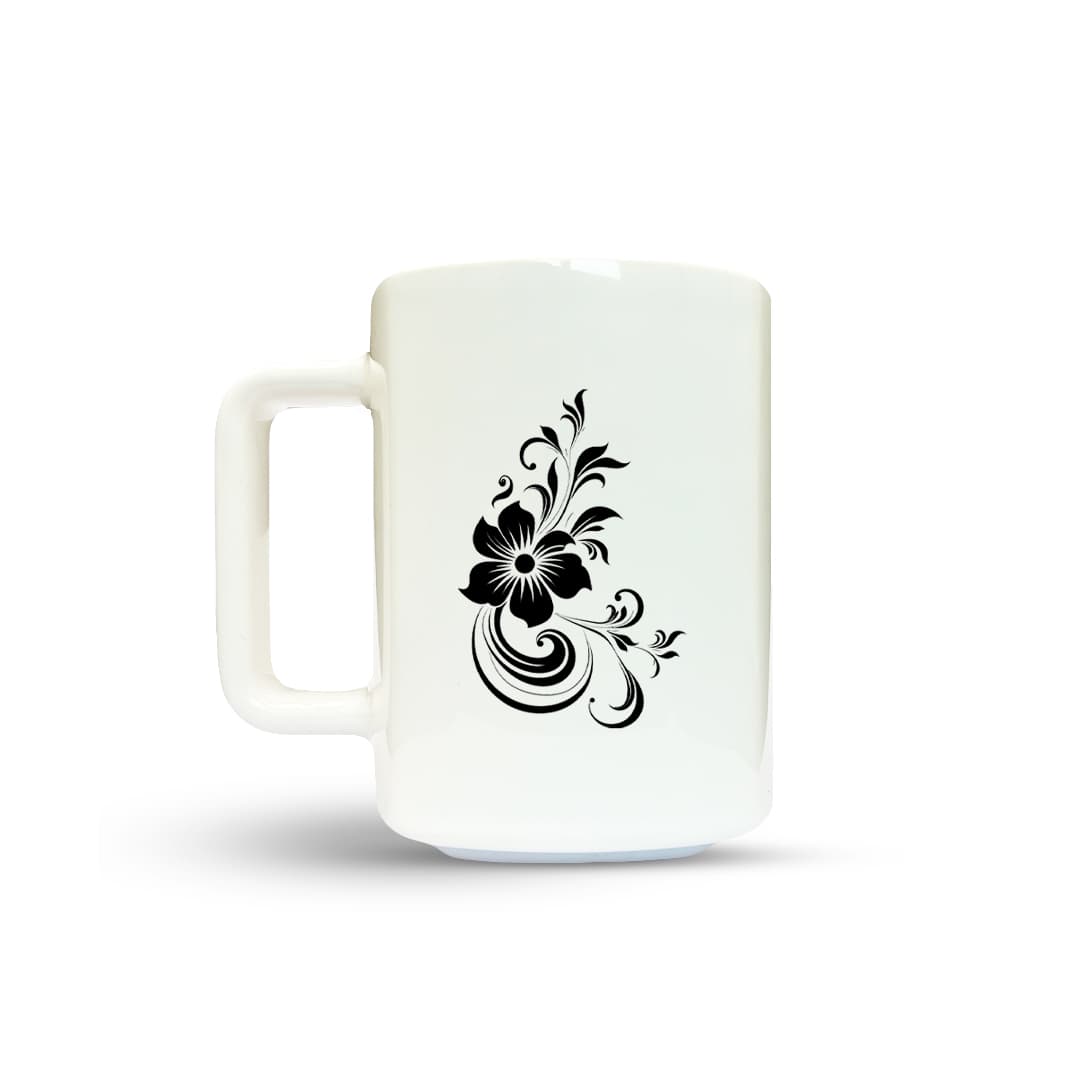 ماگ طرح مشکی تک گل کد 3122
