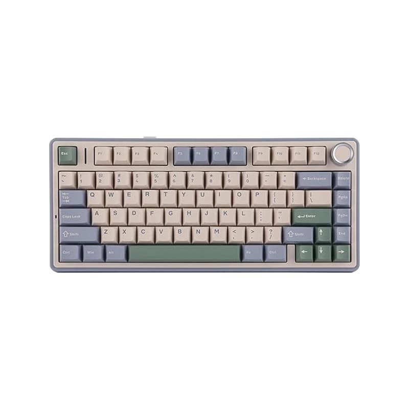 کیبورد بی سیم گیمینگ AULA F75 PURPLE+BEIGE+GREEN ICE VEIN SWITCH