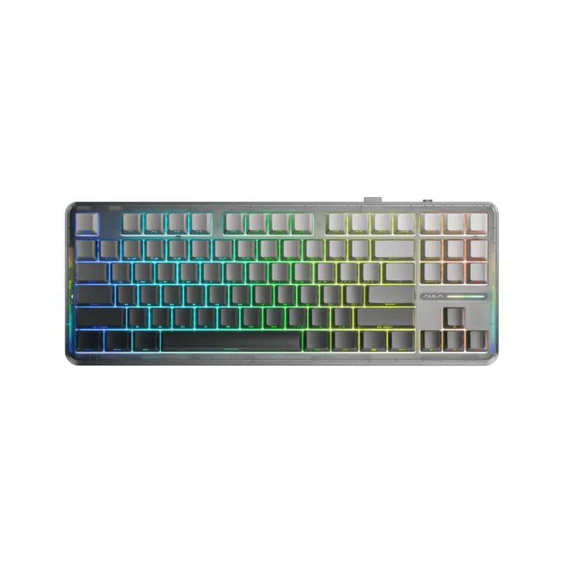 کیبورد بی سیم گیمینگ AULA F87 PRO BLACK SPACE CRYSTAL SWITCH