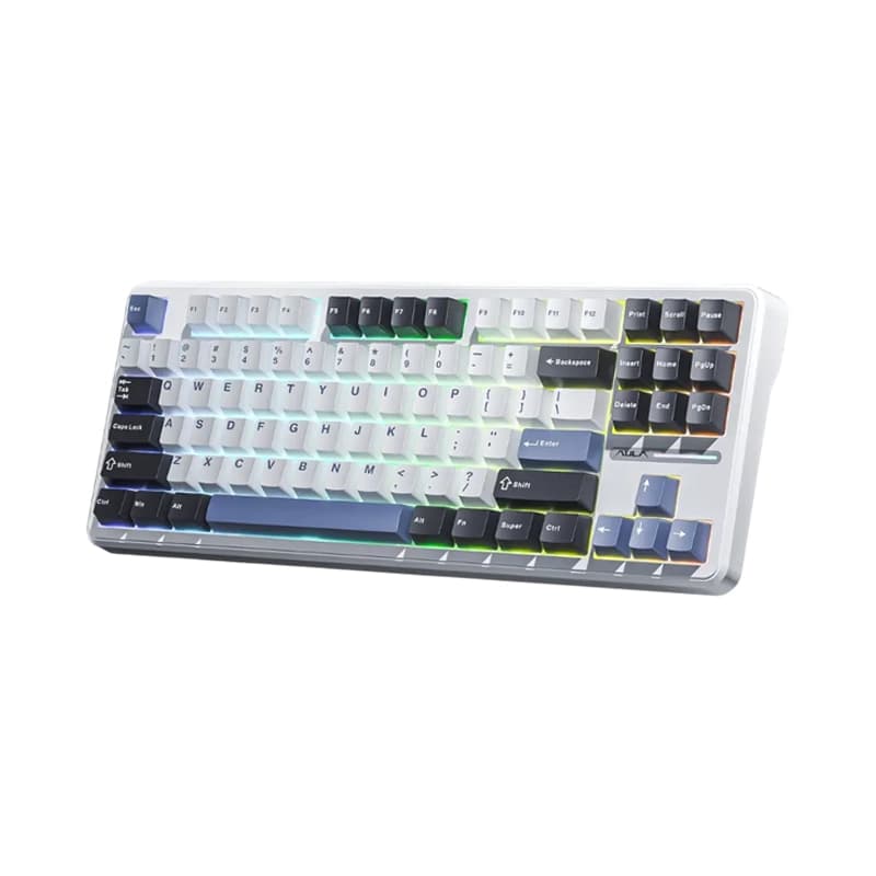 کیبورد سیم دار گیمینگ AULA F87 WHITE+GRAY+BLUE GRAY WOOD SWITCH V3 — تصویر ۲