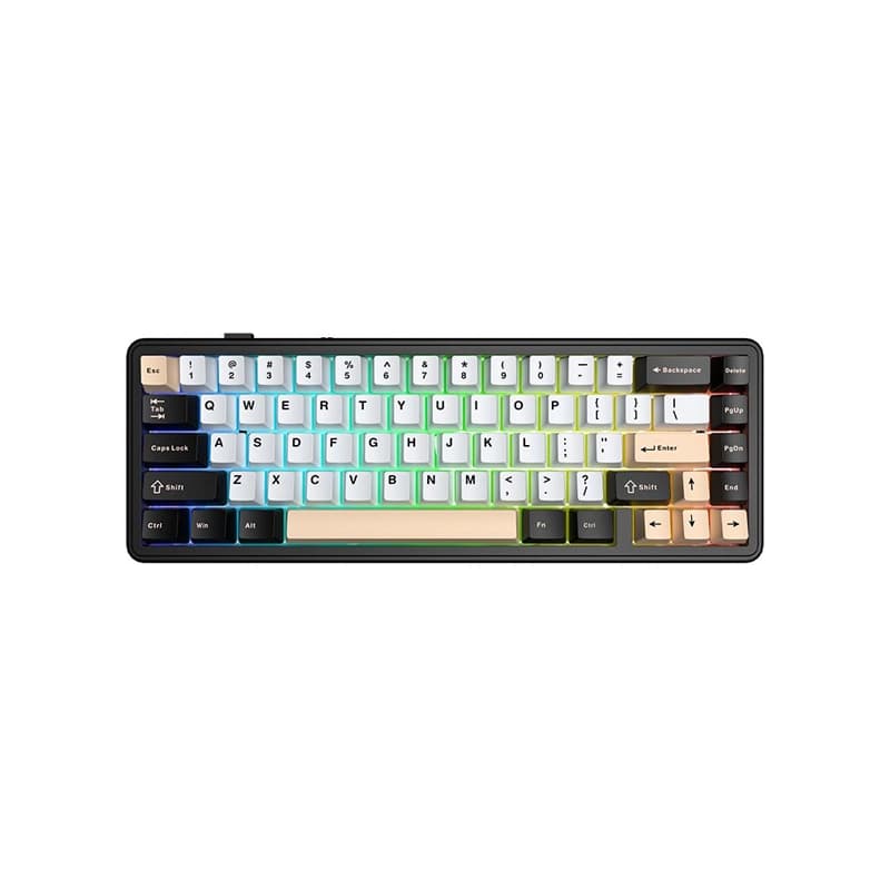 کیبورد بی سیم گیمینگ AULA F65 GRADUAL GREY GREY WOOD V3 SWITCH — تصویر ۲