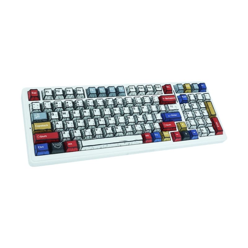 کیبورد بی سیم گیمینگ AULA F99 COMICS GRAY WOOD SWITCH V3 — تصویر ۲