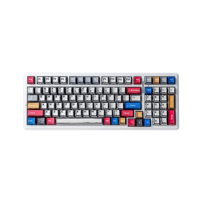 کیبورد بی سیم گیمینگ AULA F99 COMICS GRAY WOOD SWITCH V3
