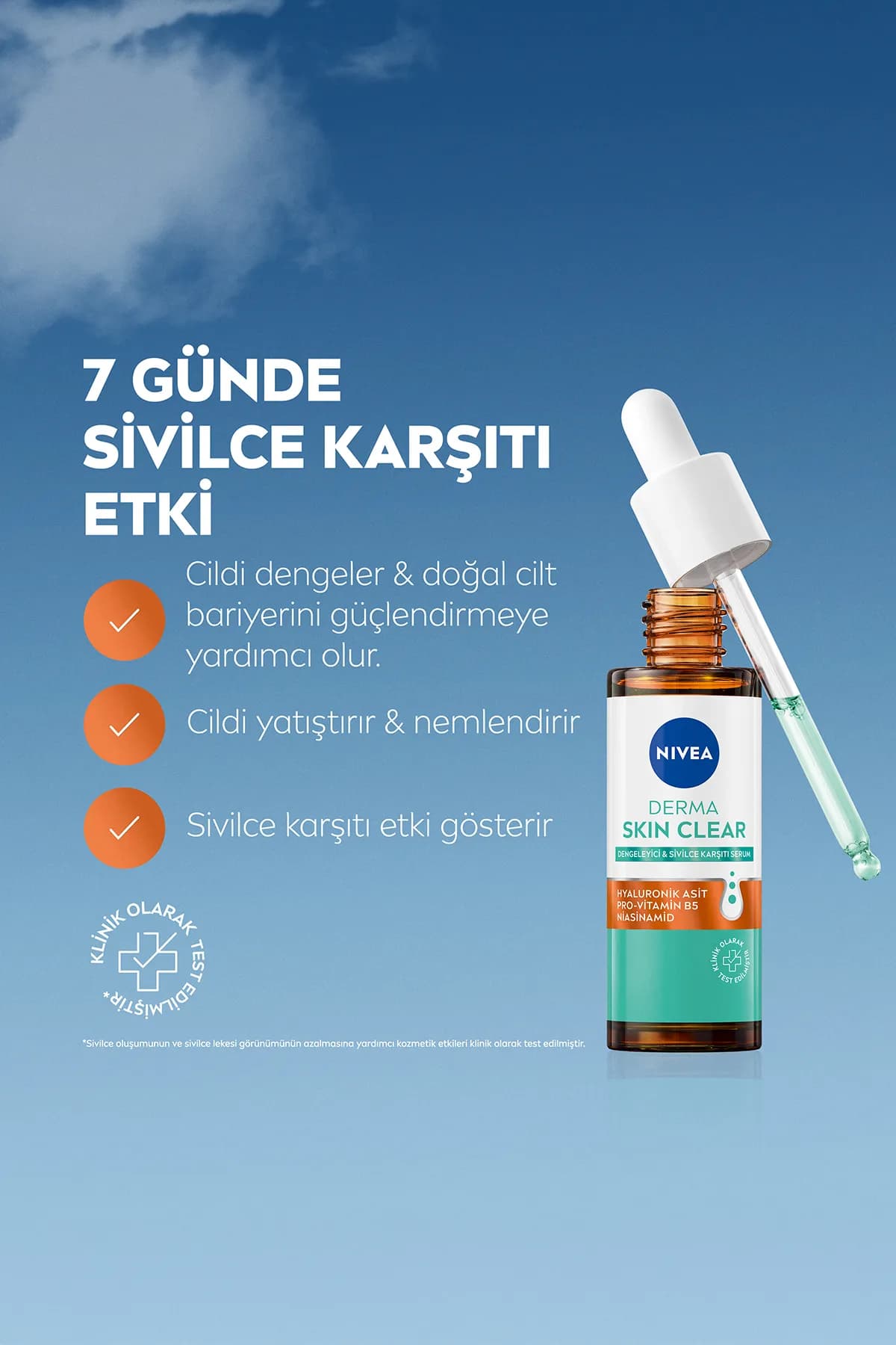 سرم ضد آکنه و متعادل کننده نیوا مدل Derma Skin Clear حجم 30 میل — تصویر ۳