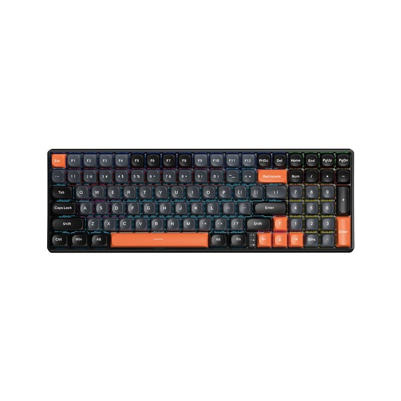 کیبورد سیم دار گیمینگ AULA S100 LIGHT GREY+BLACK+ORANGE BLUE SWITCH
