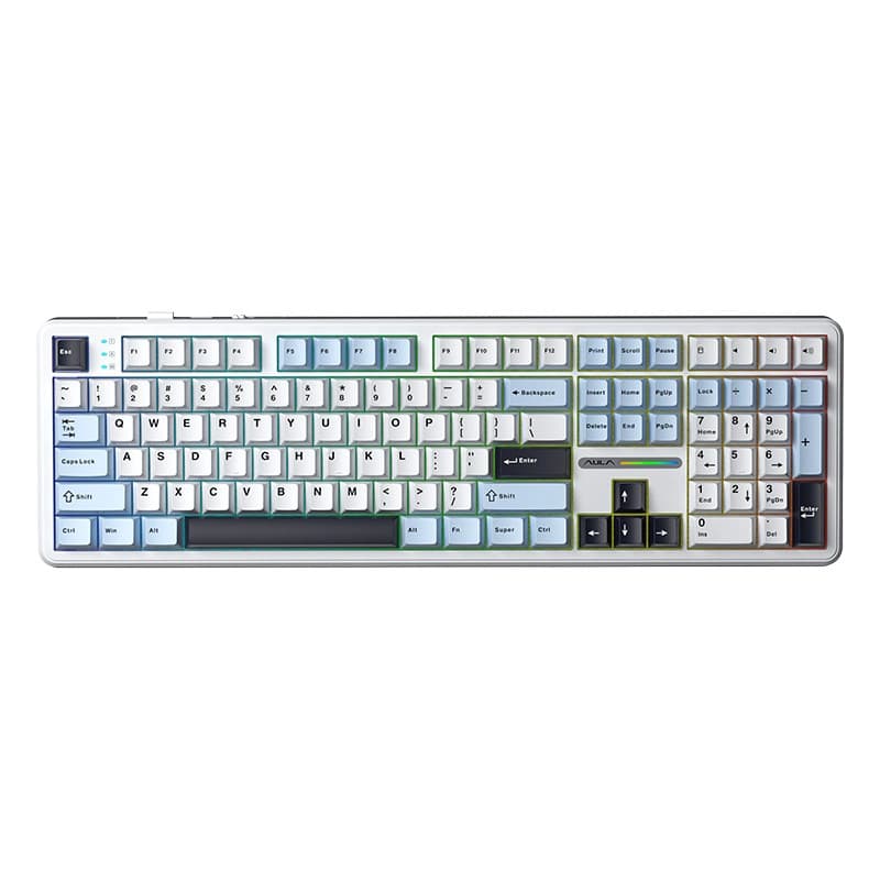 کیبورد بی سیم گیمینگ AULA F108 DARK GREY+LIGHT GREY+YELLOW VOLCANIC SWITCH — تصویر ۷