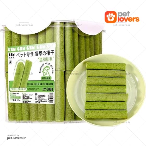 تشویقی گربه طعم مرغ کت گرس Cat Grass وزن 480 گرم (96عددی)