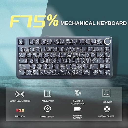 کیبورد بی سیم گیمینگ AULA F75 BLACK CONTOUR SEIYA SWITCH — تصویر ۸