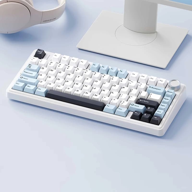 کیبورد بی سیم گیمینگ AULA F75 GLACIER BLUE ICE VEIN SWITCH — تصویر ۲