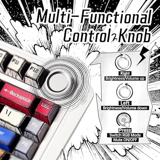 کیبورد بی سیم گیمینگ AULA F75 COMICS REAPER SWITCH — تصویر ۶
