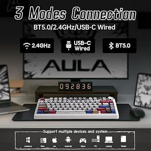 کیبورد بی سیم گیمینگ AULA F75 COMICS REAPER SWITCH — تصویر ۵