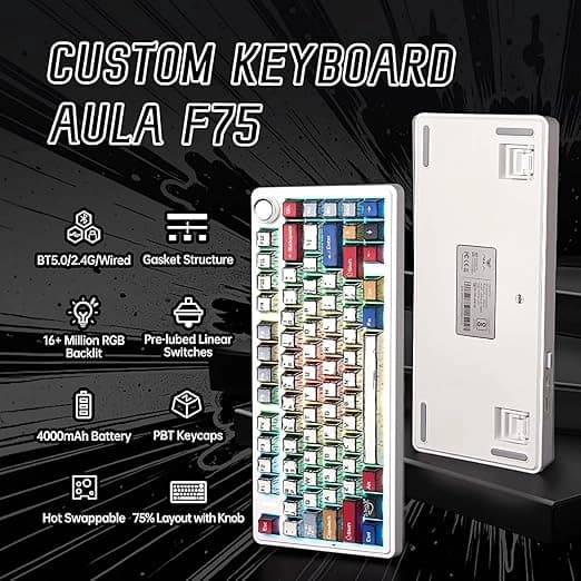 کیبورد بی سیم گیمینگ AULA F75 COMICS REAPER SWITCH — تصویر ۳
