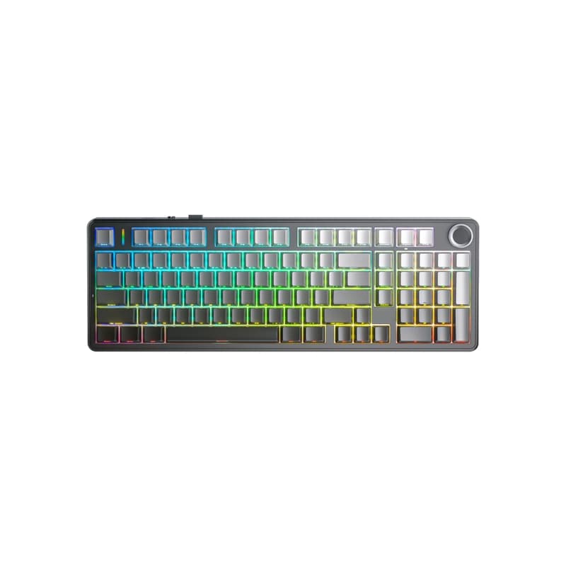 کیبورد بی سیم گیمینگ AULA F99 PRO BLACK+GRAY+GREEN GREY WOOD SWITCH V3 — تصویر ۳