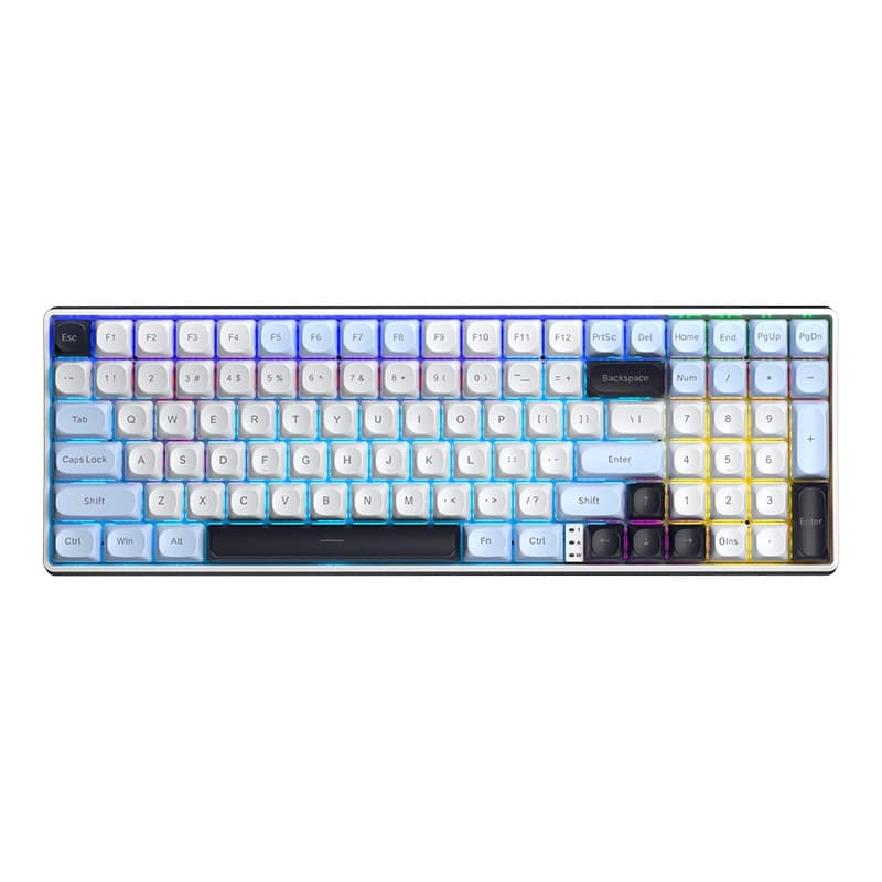 کیبورد بی سیم گیمینگ AULA S100 PRO BLACK+BLUE+WHITE BROWN SWITCH