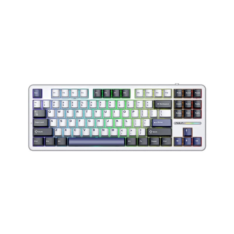 کیبورد بی سیم گیمینگ AULA F87 WHITE+ BLUE+ORANGE NIMBUS SWITCH V3 — تصویر ۲