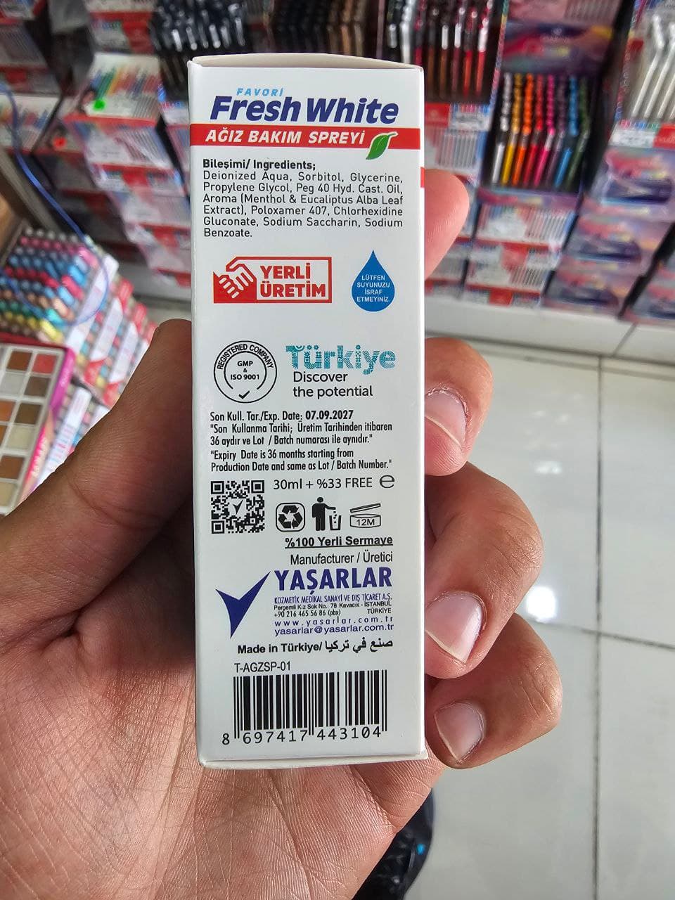 اسپری خوشبو دهان فرش وایت Fresh white مدل Ağız Bakım Spreyi 30 ml — تصویر ۲