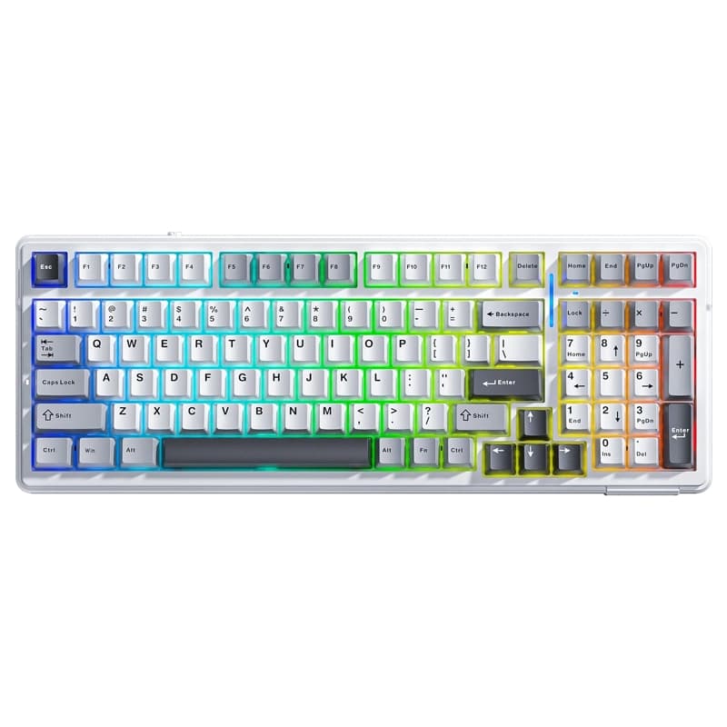 کیبورد بی سیم گیمینگ AULA F99 LIGHT GREY+WHITE+DARK GRAY NIMBUS SWITCH V3