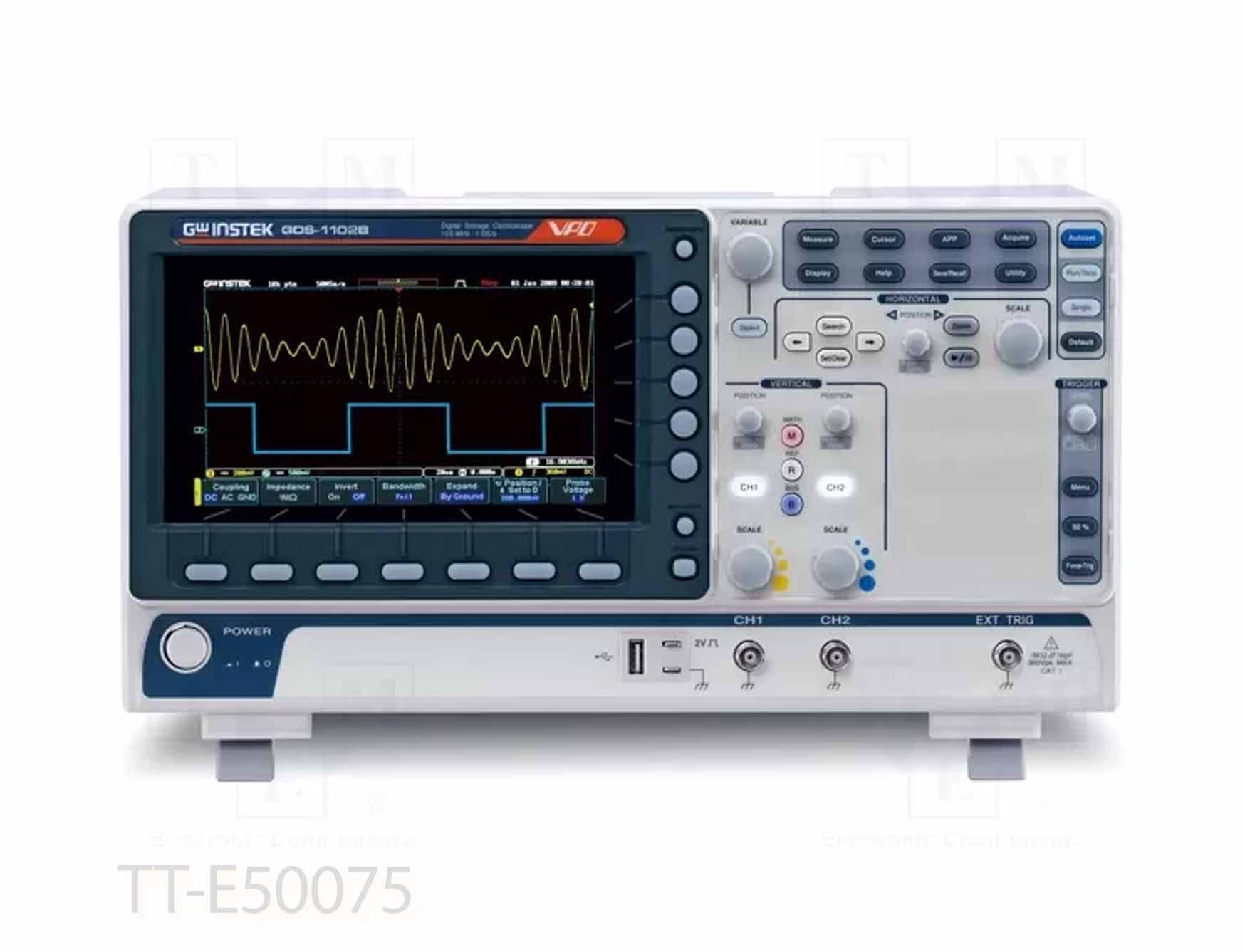 اسیلوسکوپ رومیزی GDS 1102B اینستک 100 مگاهرتز 2 کانال با نرخ نمونه برداری 1GSa/s