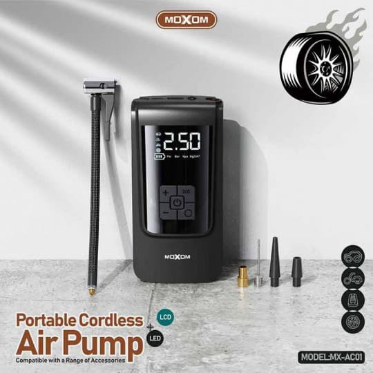 پاوربانك و پمپ باد شارژي MOXOM مدل MX-AC01