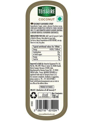 سیروپ نارگیل تسییر(تیزر) Mathieu Teisseire Coconut Syrup — تصویر ۲