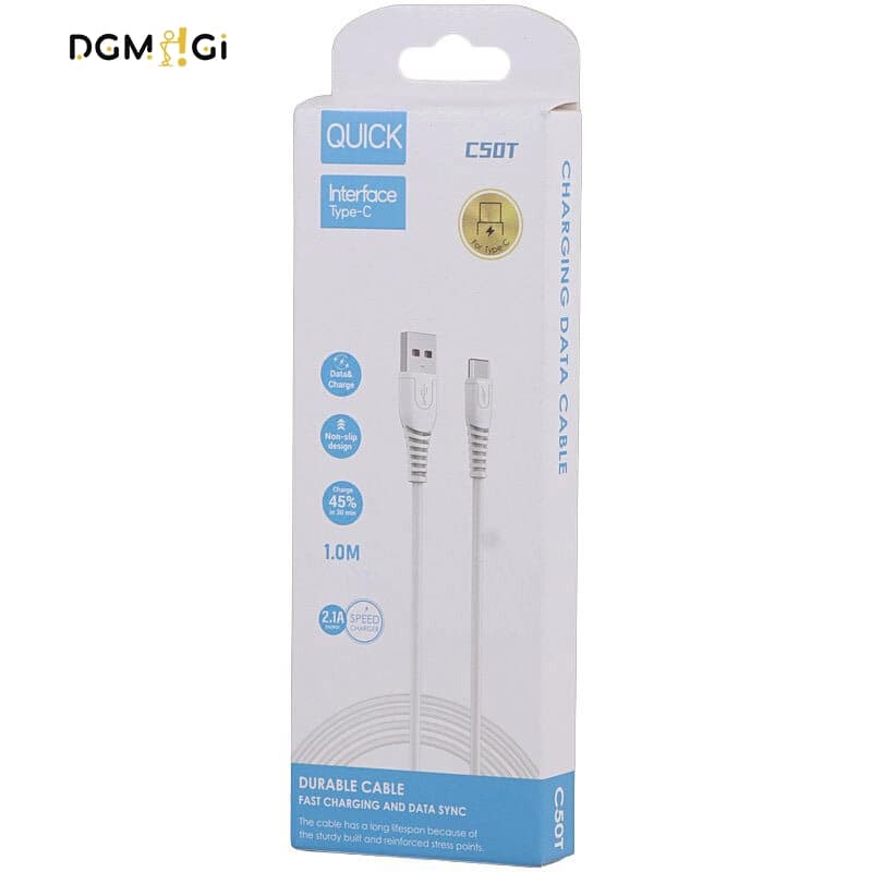 کابل تایپ سی فست شارژ 2.1 آمپر کوییک Quick-C50T — تصویر ۵