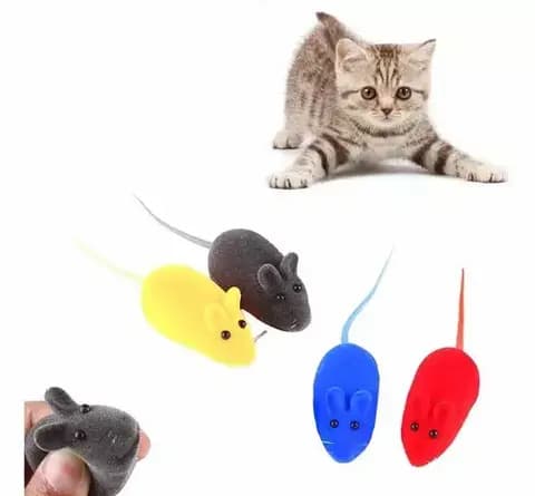 موش اسباب بازی گربه با صدای جذاب – بسته 4 عددی