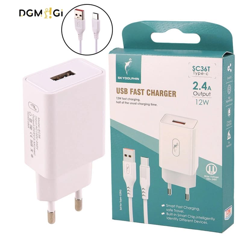 پک شارژر اسکای دلفین Sky Dolphin SC36T+کابل تایپ سی