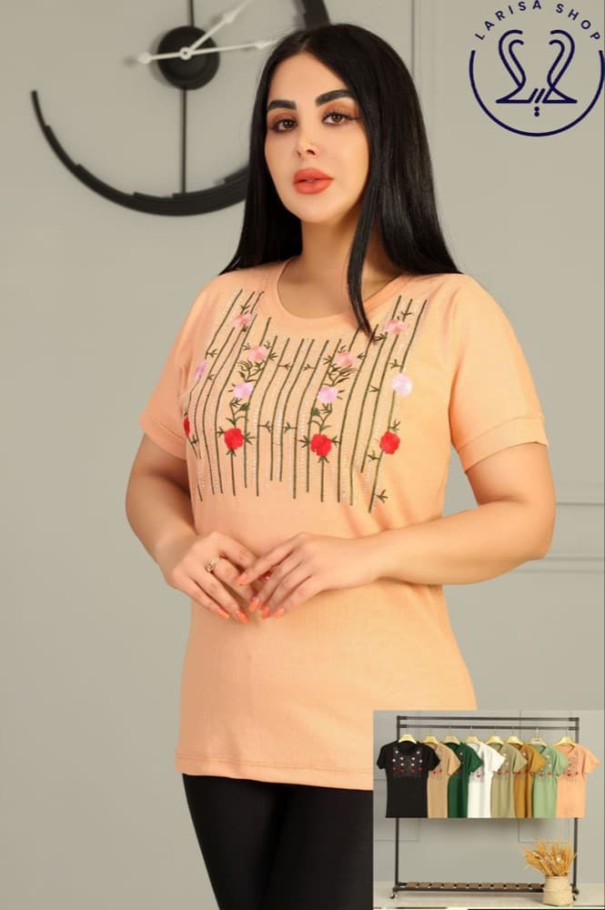 تیشرت گلدوزی و نگین دار